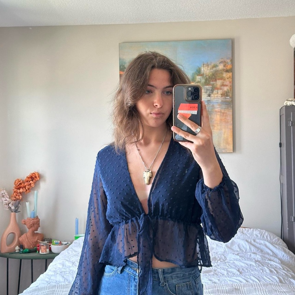 Dark blue frilly long sleeve